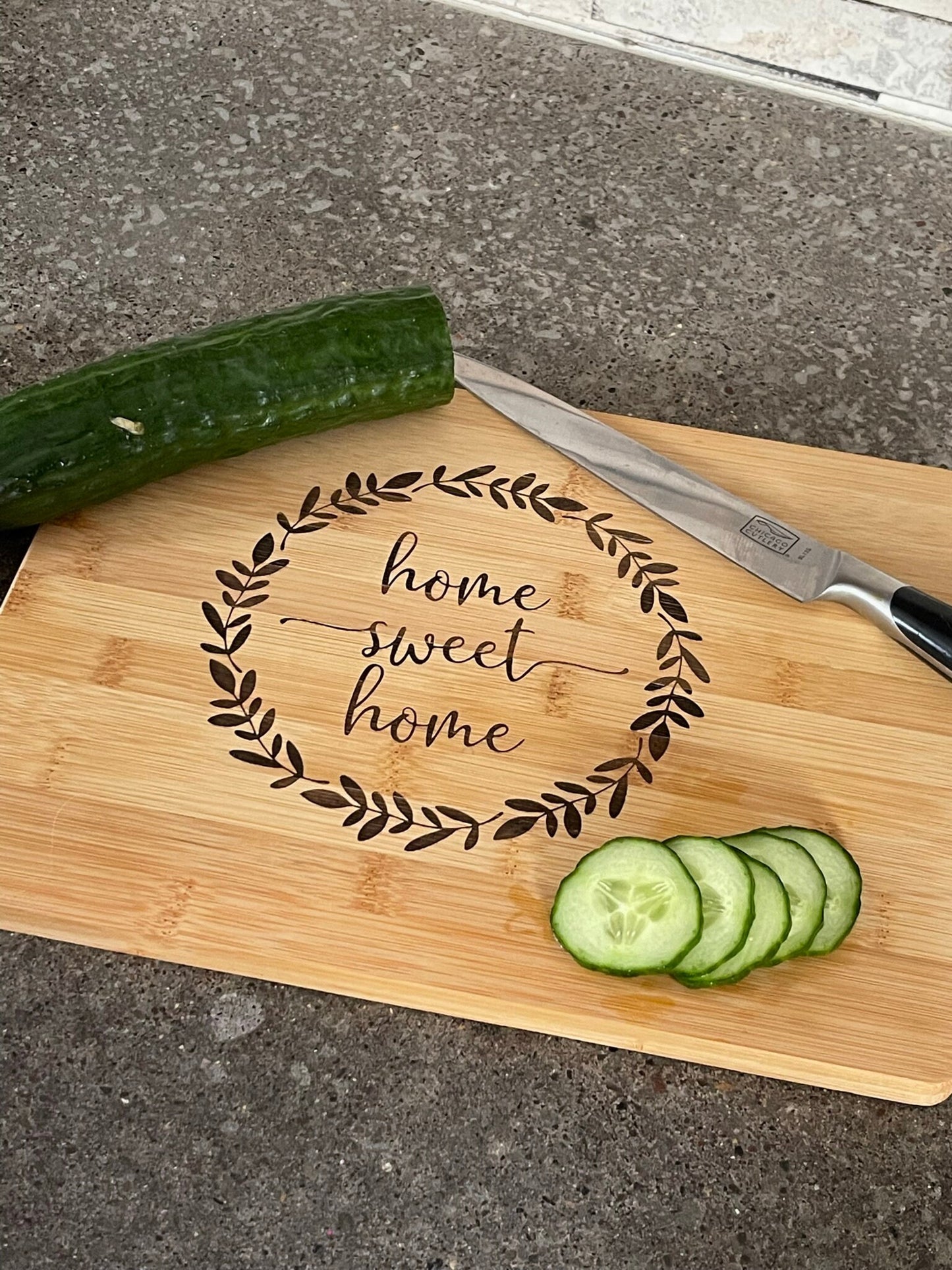 Home Sweet Home ecofriendly bamboo cutting board