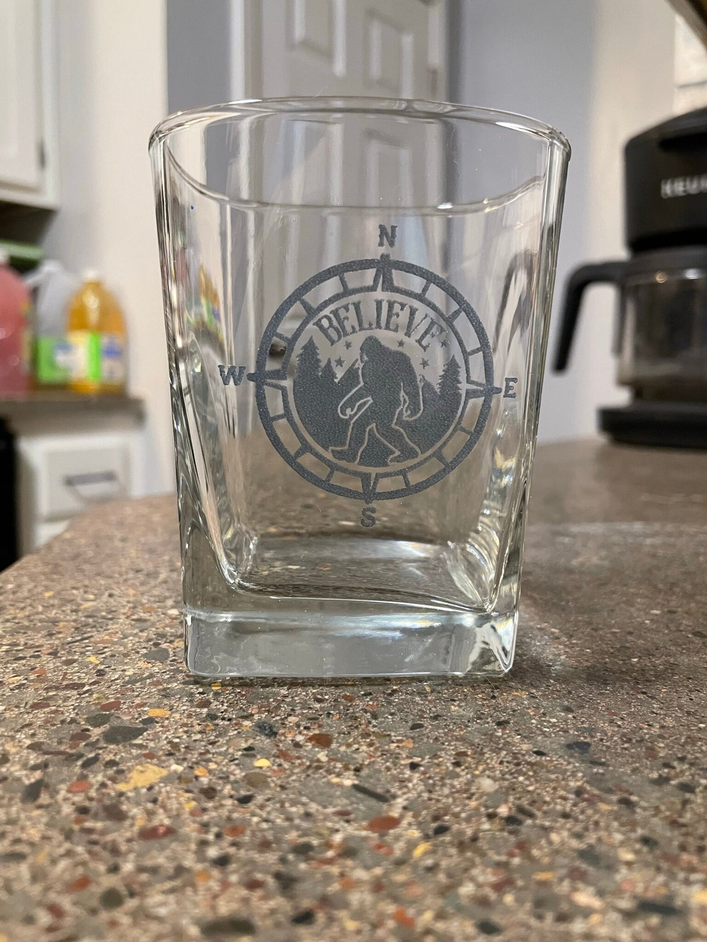 Bigfoot Whiskey Glasses - tinted laser etched design