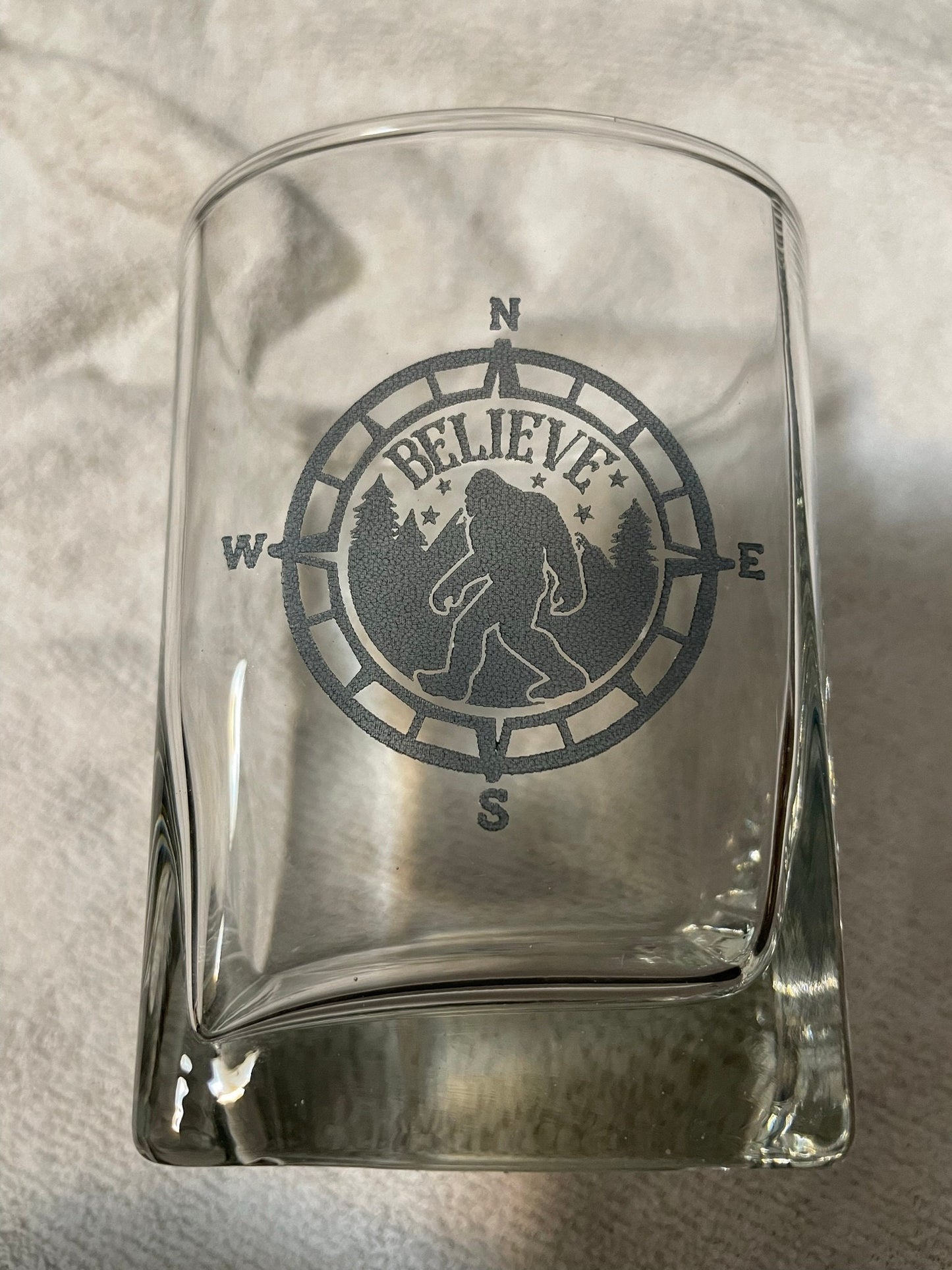 Bigfoot Whiskey Glasses - tinted laser etched design