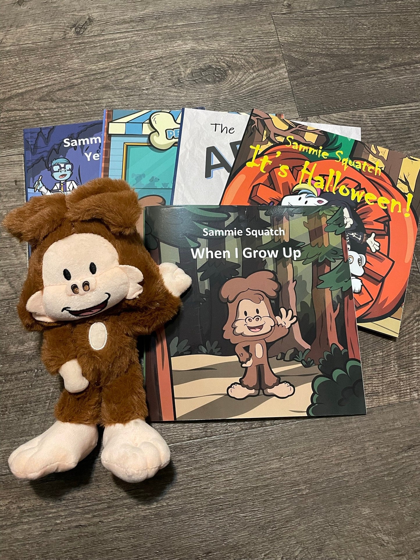 Sammie Squatch Bigfoot plush doll character from Sammie Squatch & Friends book series