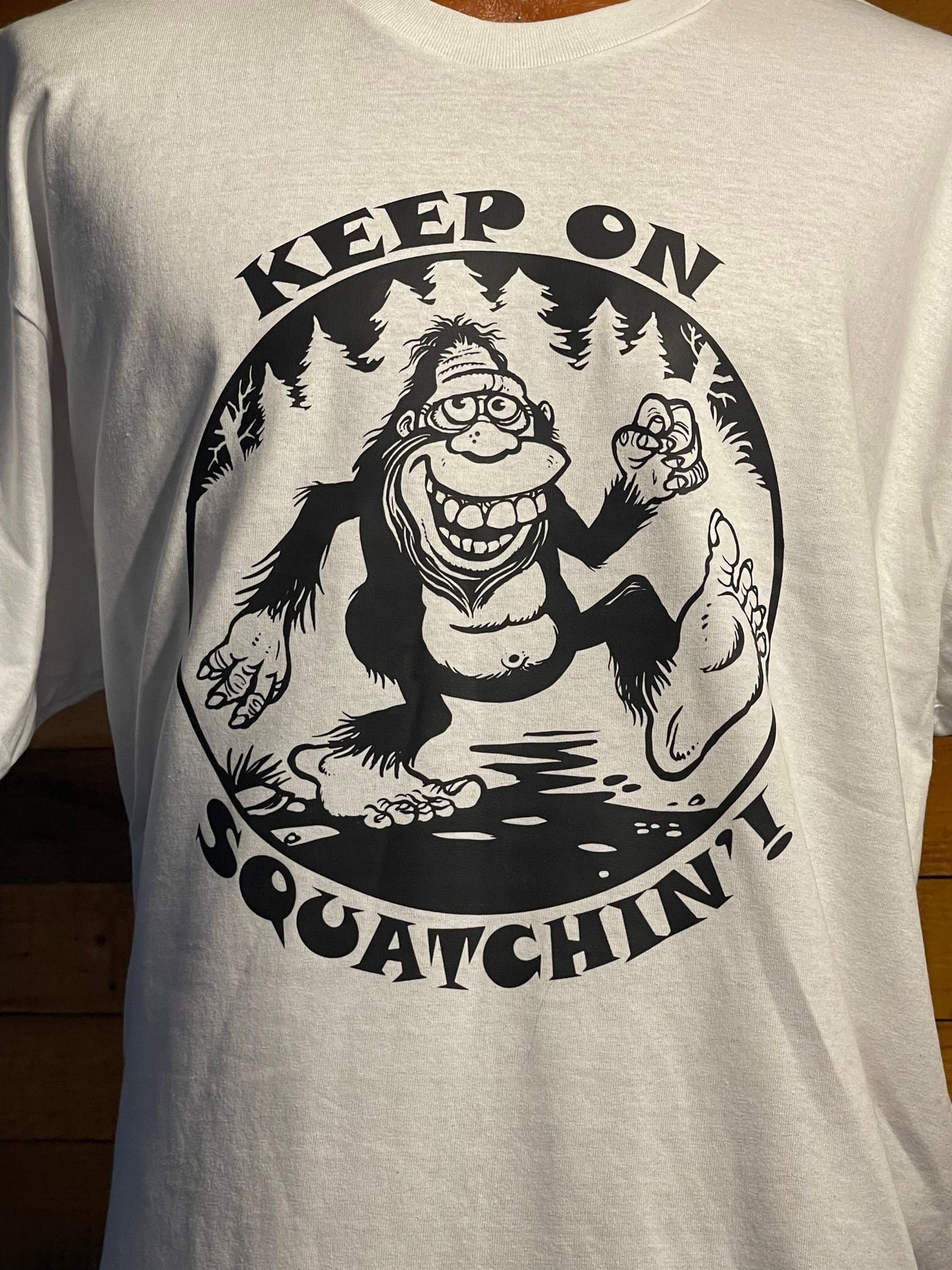 Bigfoot Keep on Squatchin' t-shirt (white)
