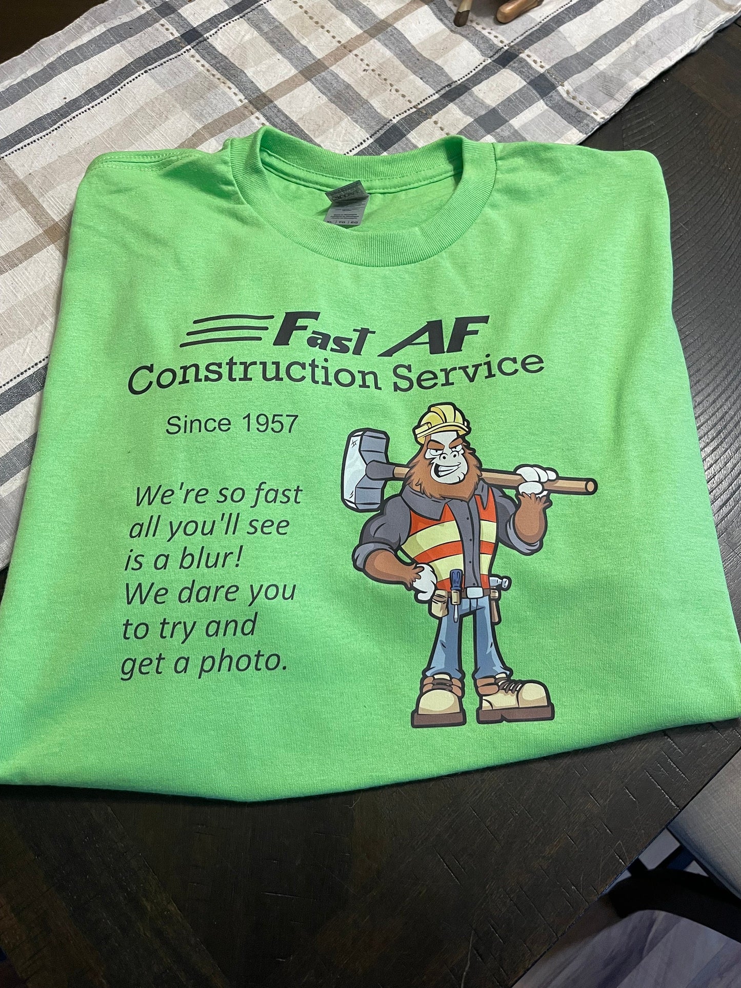 Bigfoot Fast AF Construction Service t-shirt (green)