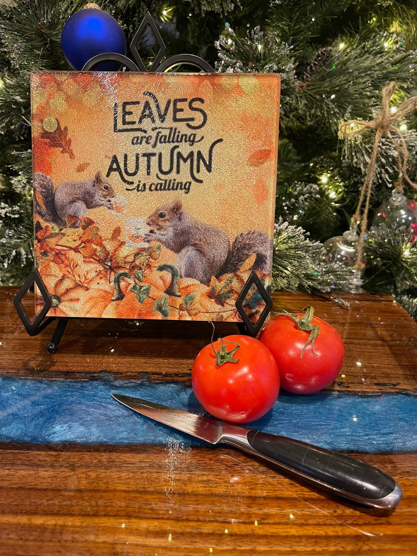 Squirrel glass cutting board Square - designer | autumn | fall | decor