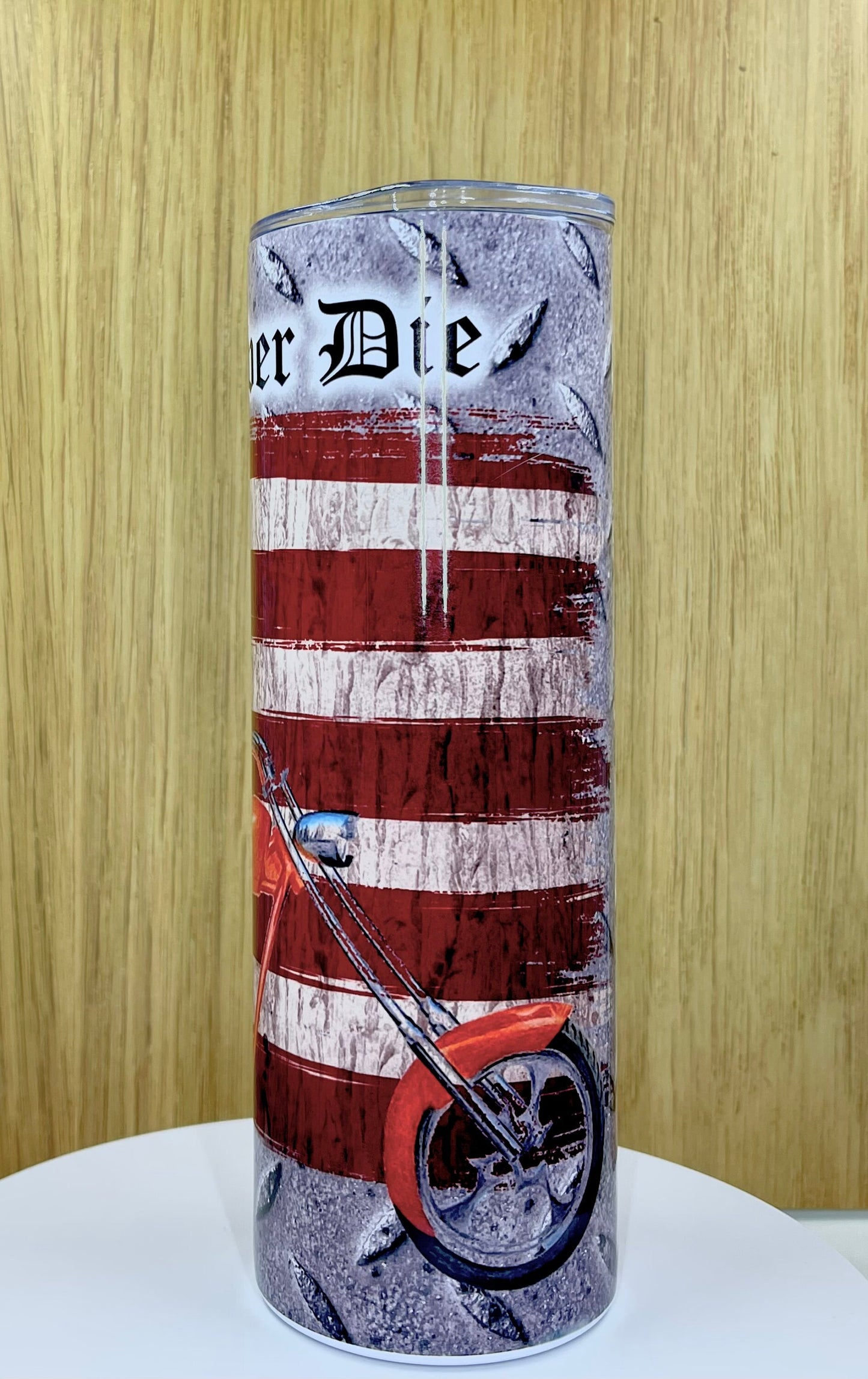 Legends Never Die - Bigfoot USA Flag Motorcycle 20 oz tumbler