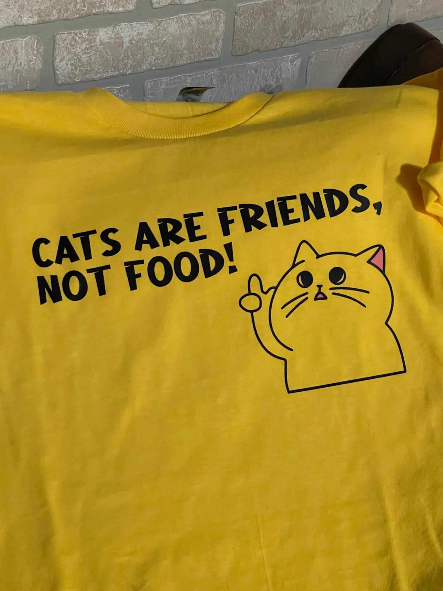 Cats are friends, not food t-shirt (yellow)