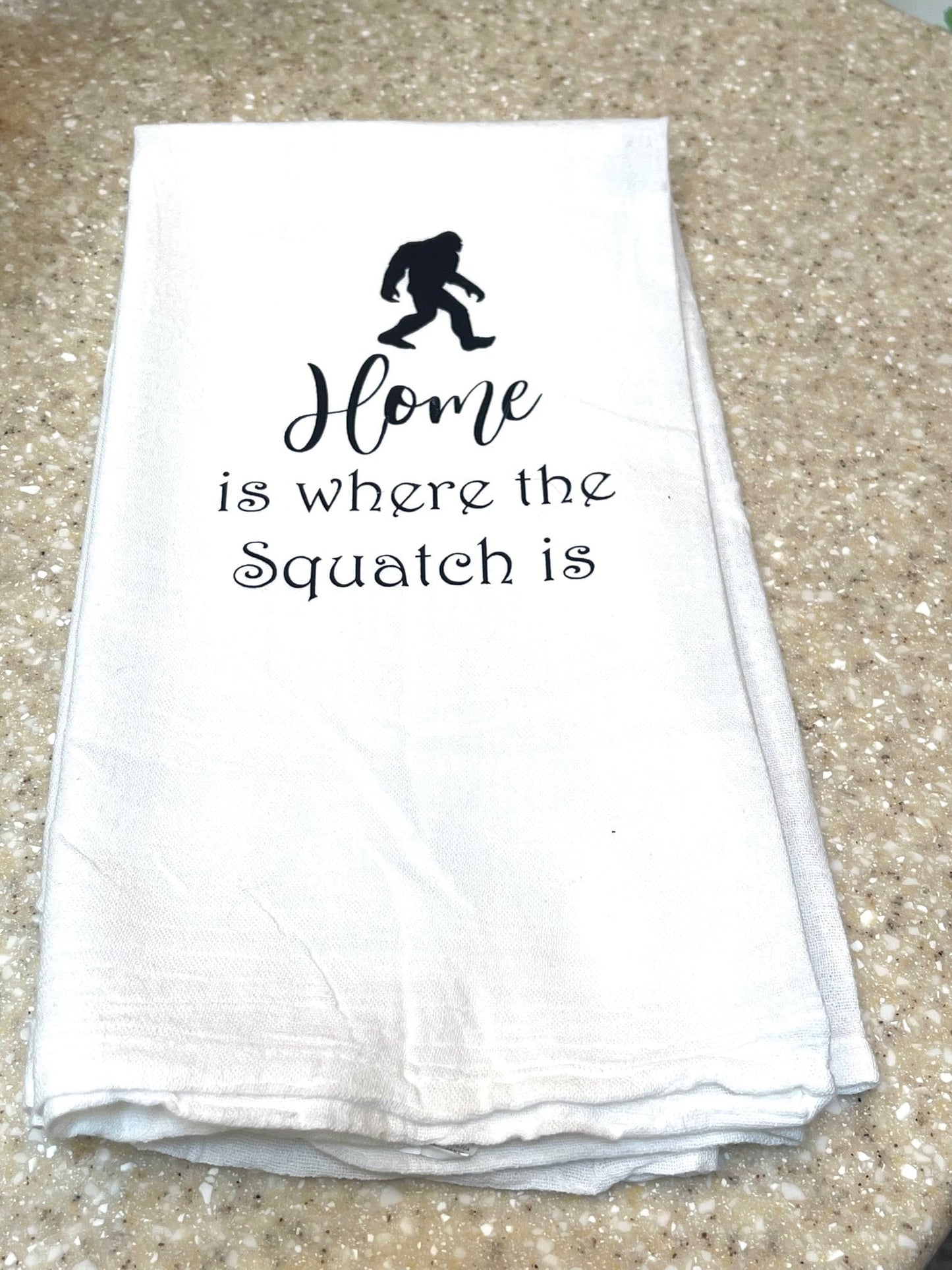 Custom designer kitchen dish towels | Bigfoot | Frenchie | Cow | tea towel