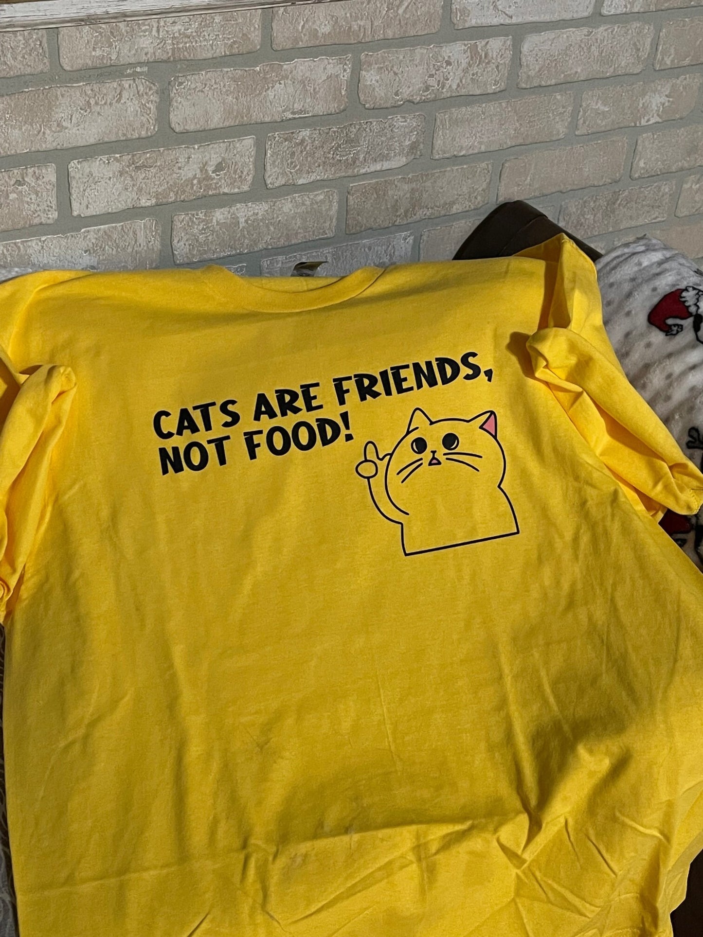 Cats are friends, not food t-shirt (yellow)