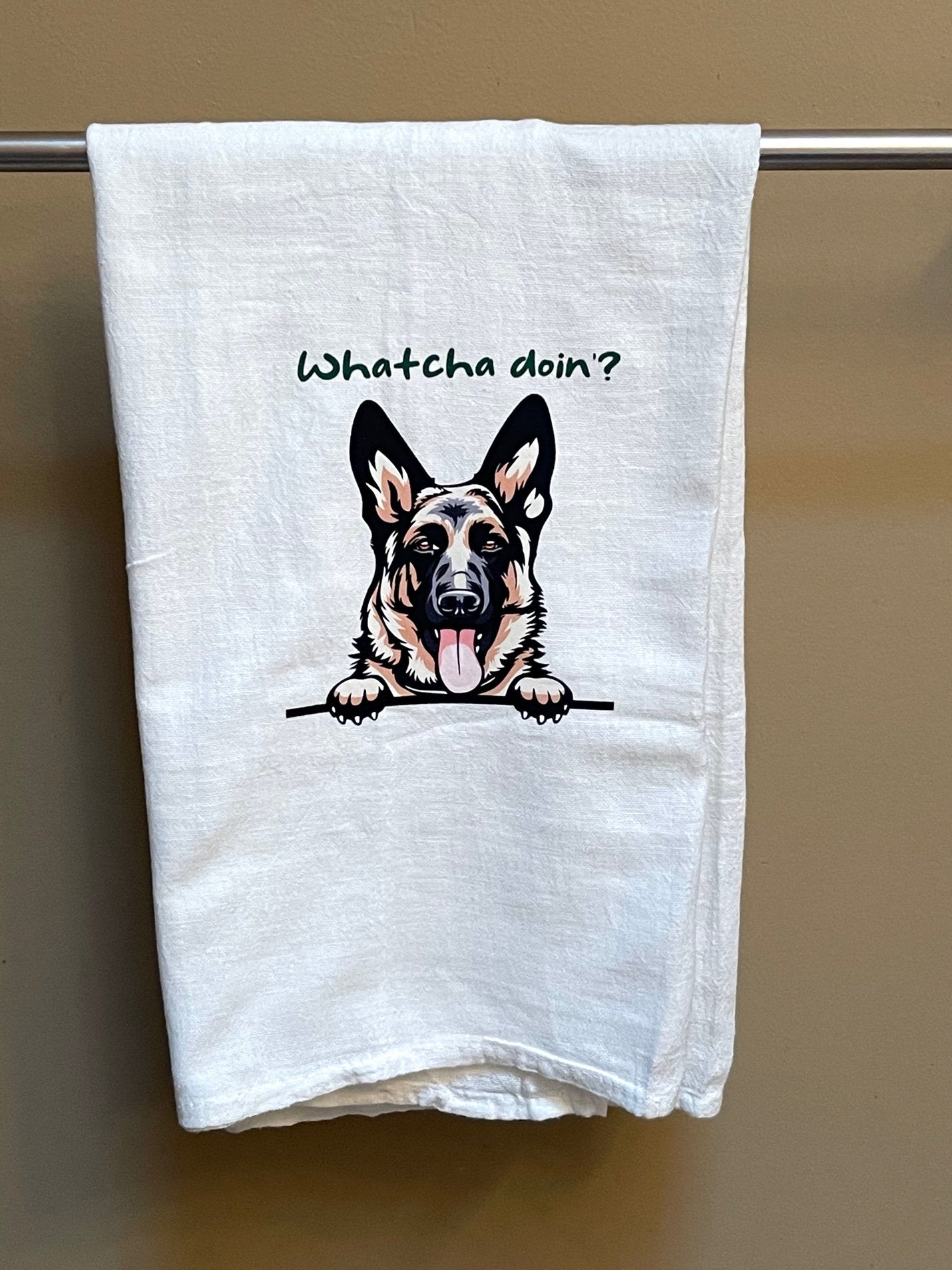 Custom designer kitchen dish towels | German Shepherd | tea towel