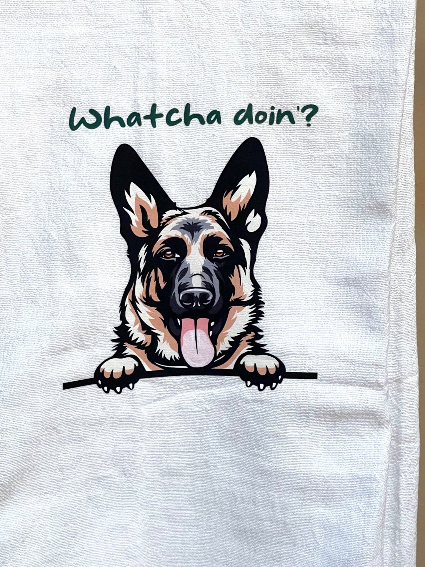 Custom designer kitchen dish towels | German Shepherd | tea towel