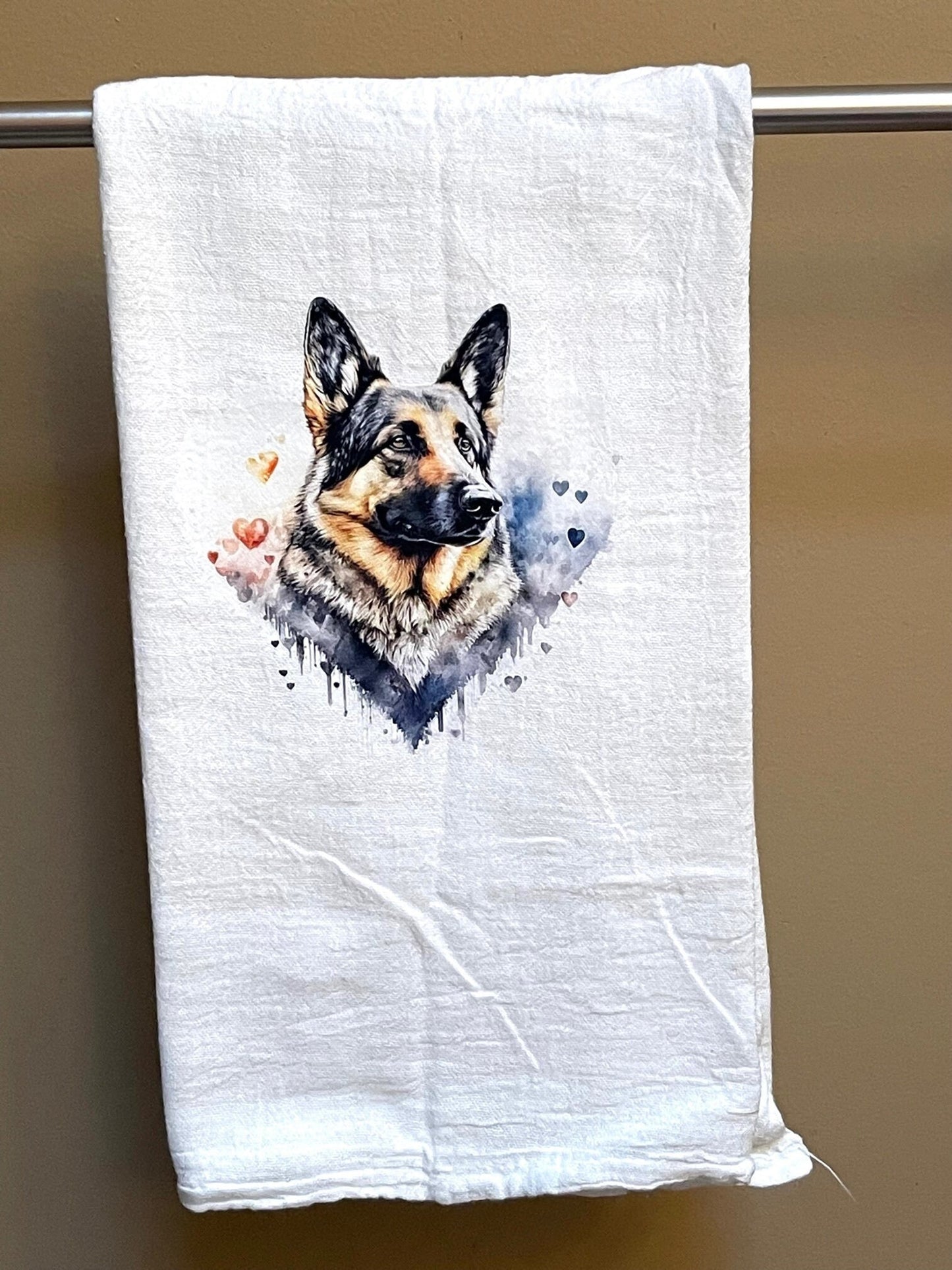 Custom designer kitchen dish towels | German Shepherd | tea towel