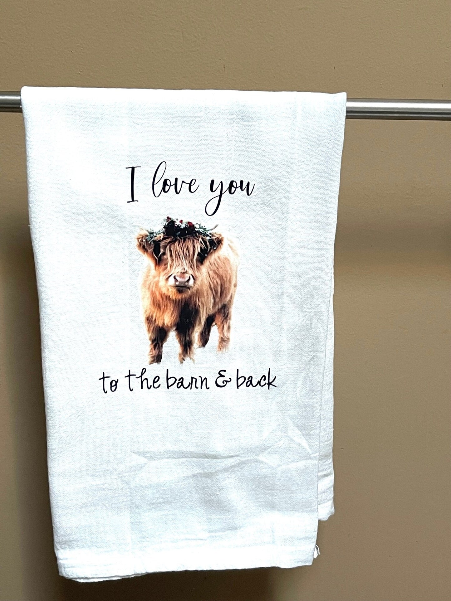 Custom designer kitchen dish towels | Bigfoot | Frenchie | Cow | tea towel