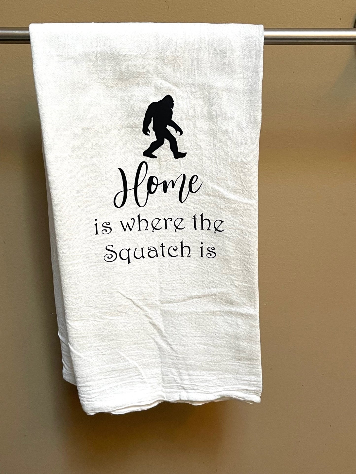 Custom designer kitchen dish towels | Bigfoot | Frenchie | Cow | tea towel
