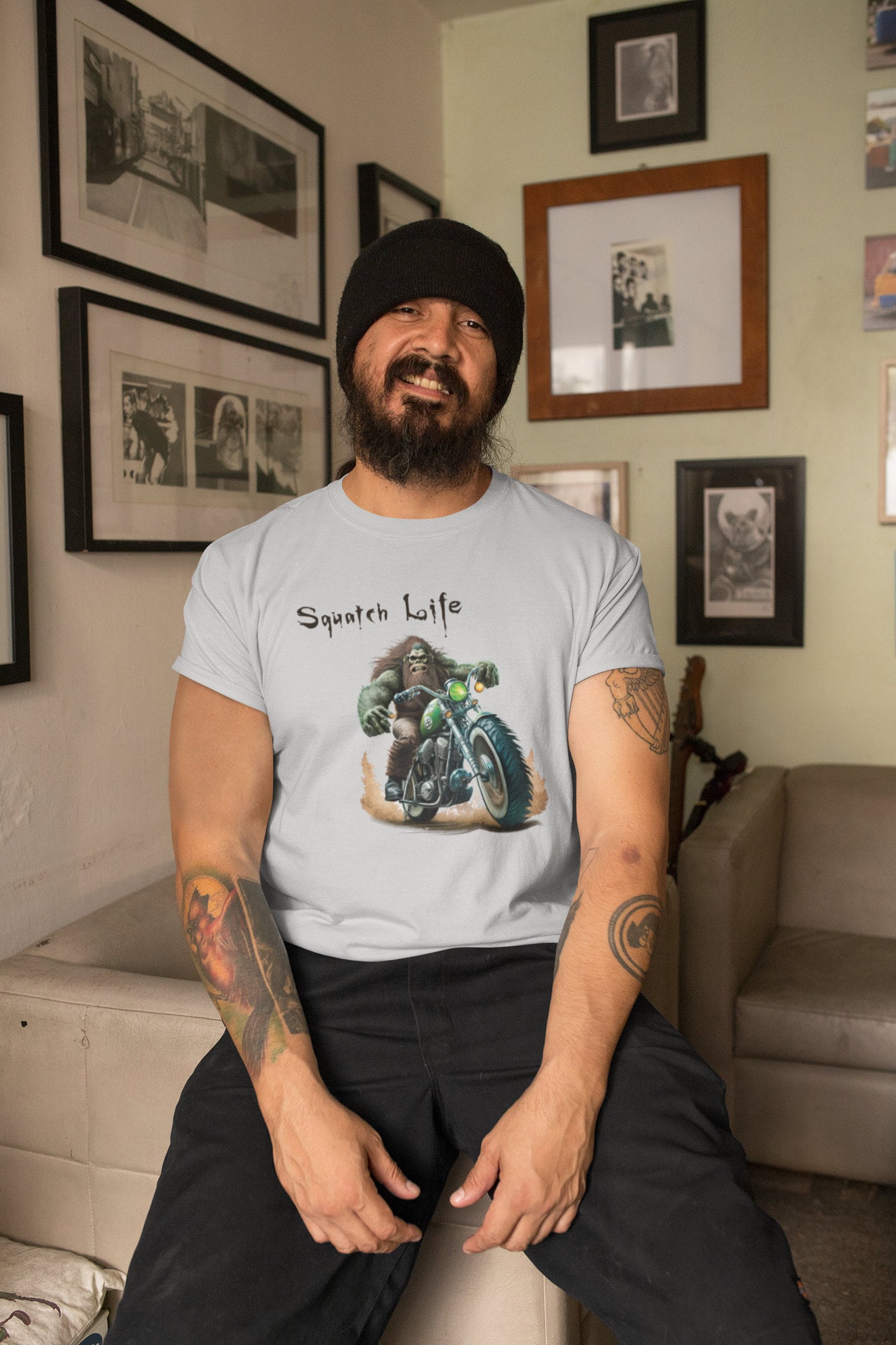 Squatch Life motorcycle t-shirt by Squatchin' Country (grey)