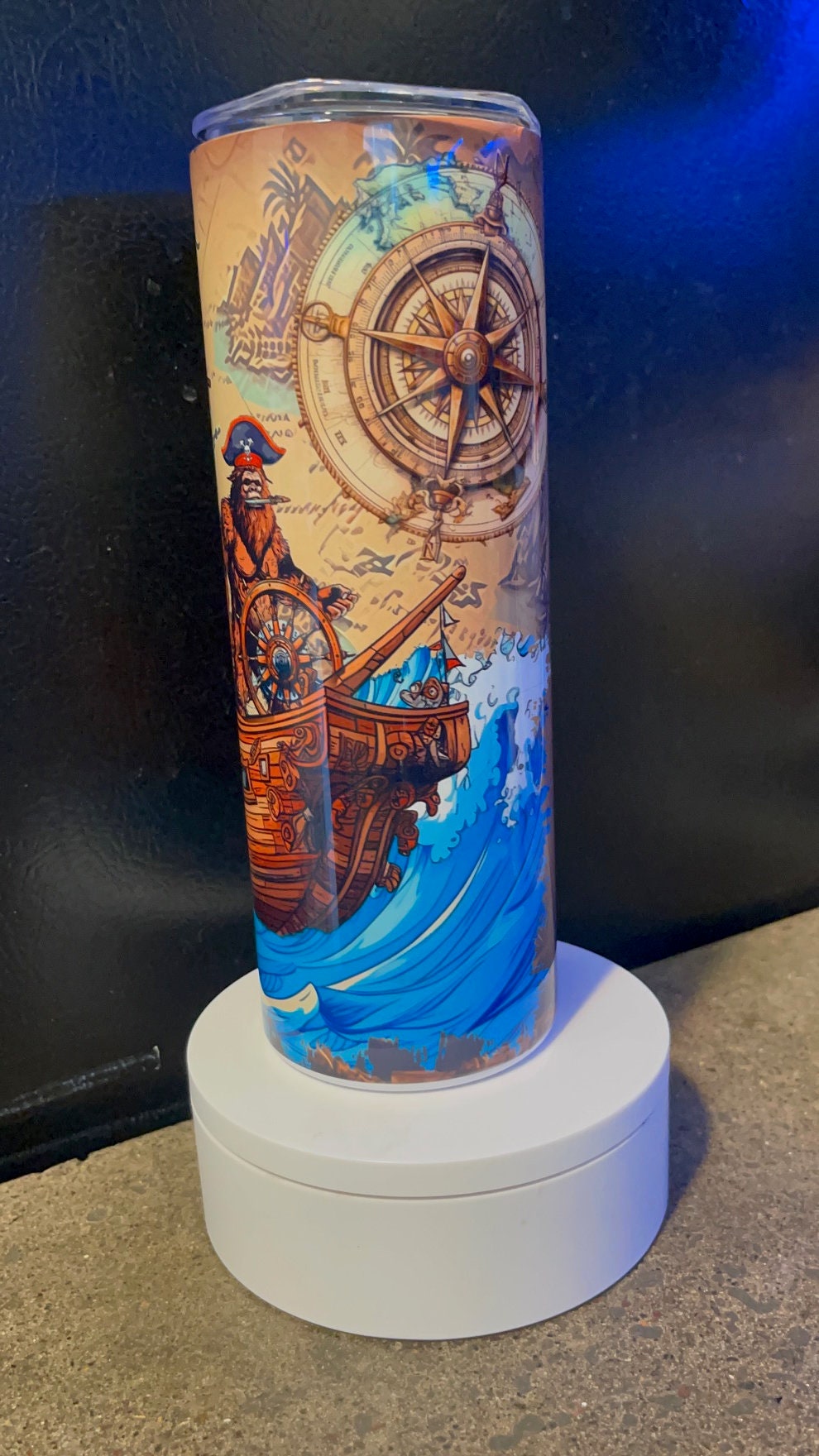 Bigfoot pirate ship old map and compass tumbler - 20 oz.