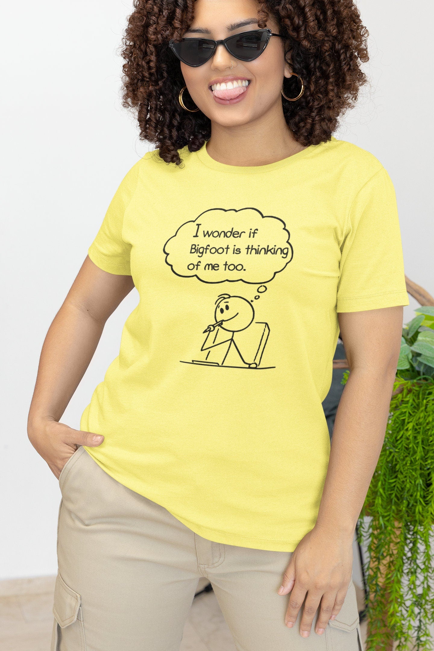 Thinking about Bigfoot t-shirt (yellow)