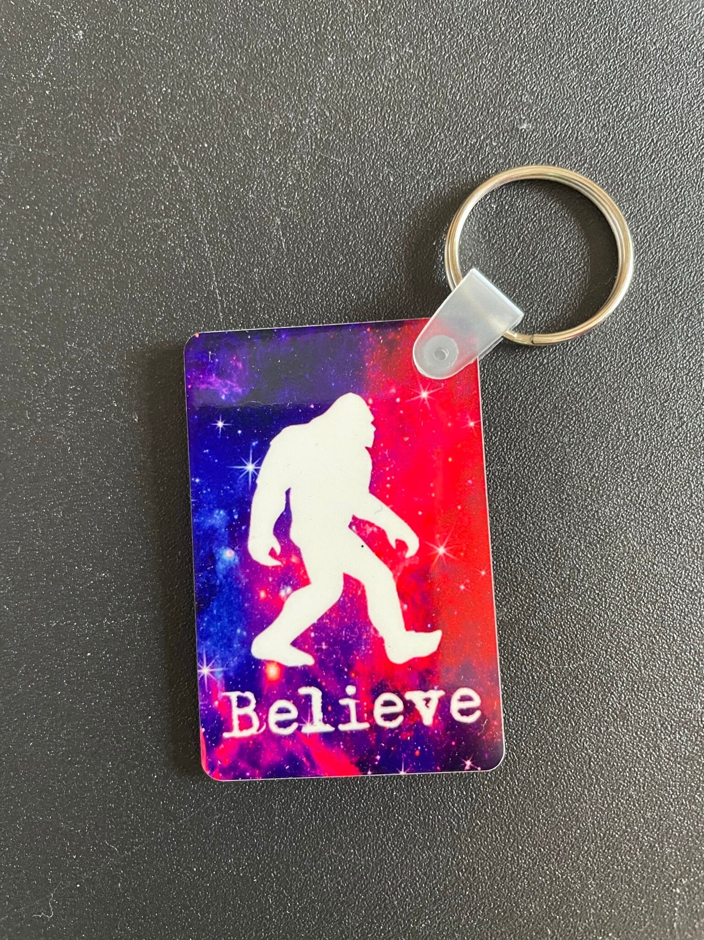Bigfoot keychains - Alien, Believe, orange swamp, dog tag - choose your design