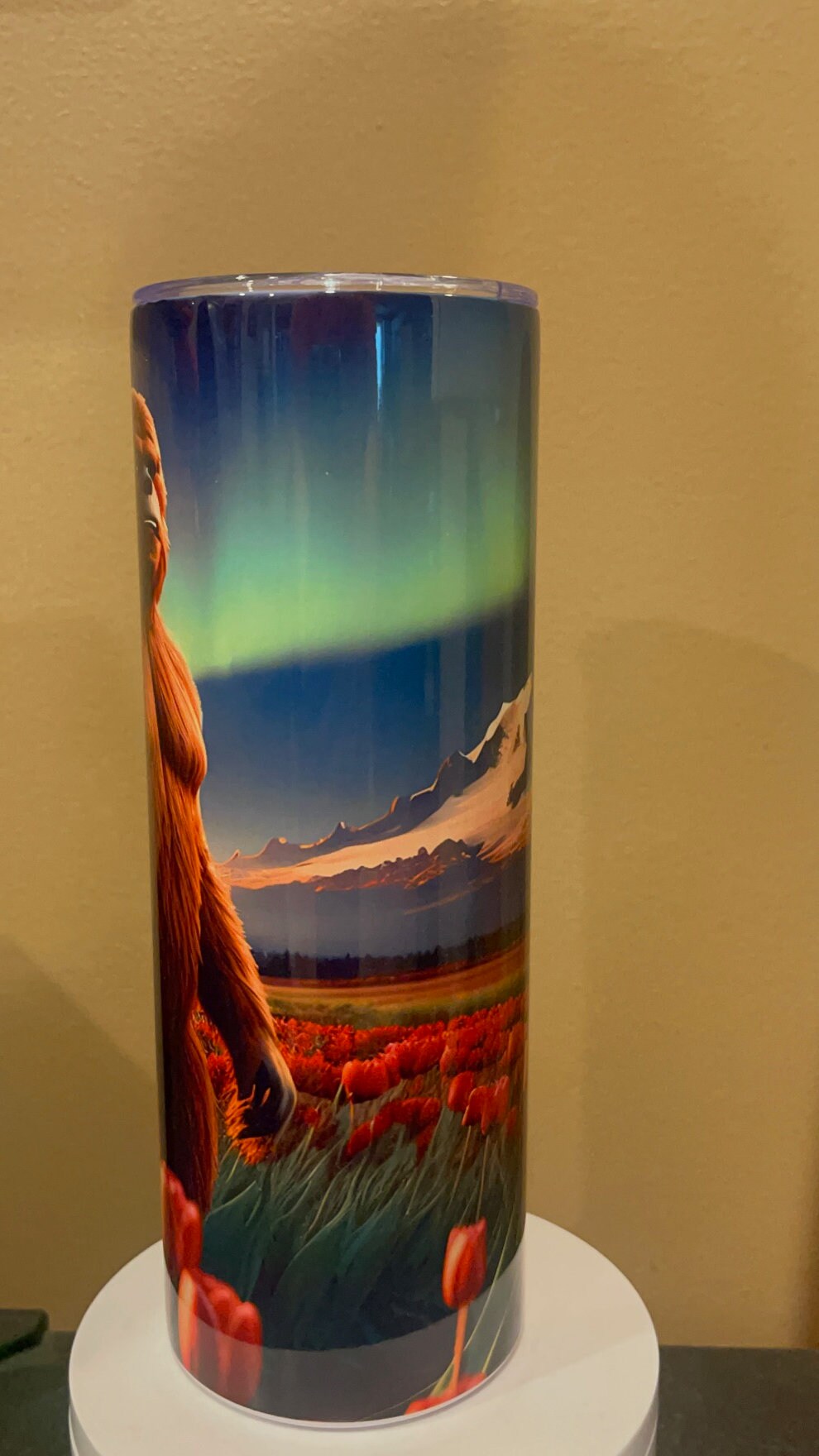 Exclusive Bigfoot in the Tulips stainless insulated tumbler - choose your design