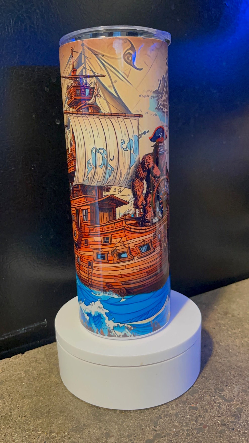 Bigfoot pirate ship old map and compass tumbler - 20 oz.