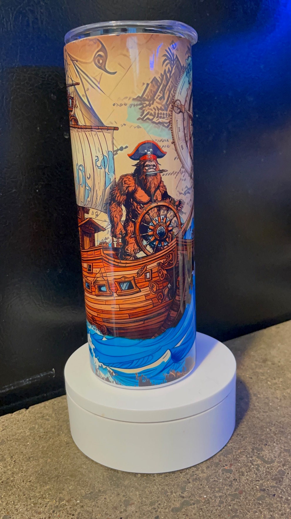 Bigfoot pirate ship old map and compass tumbler - 20 oz.