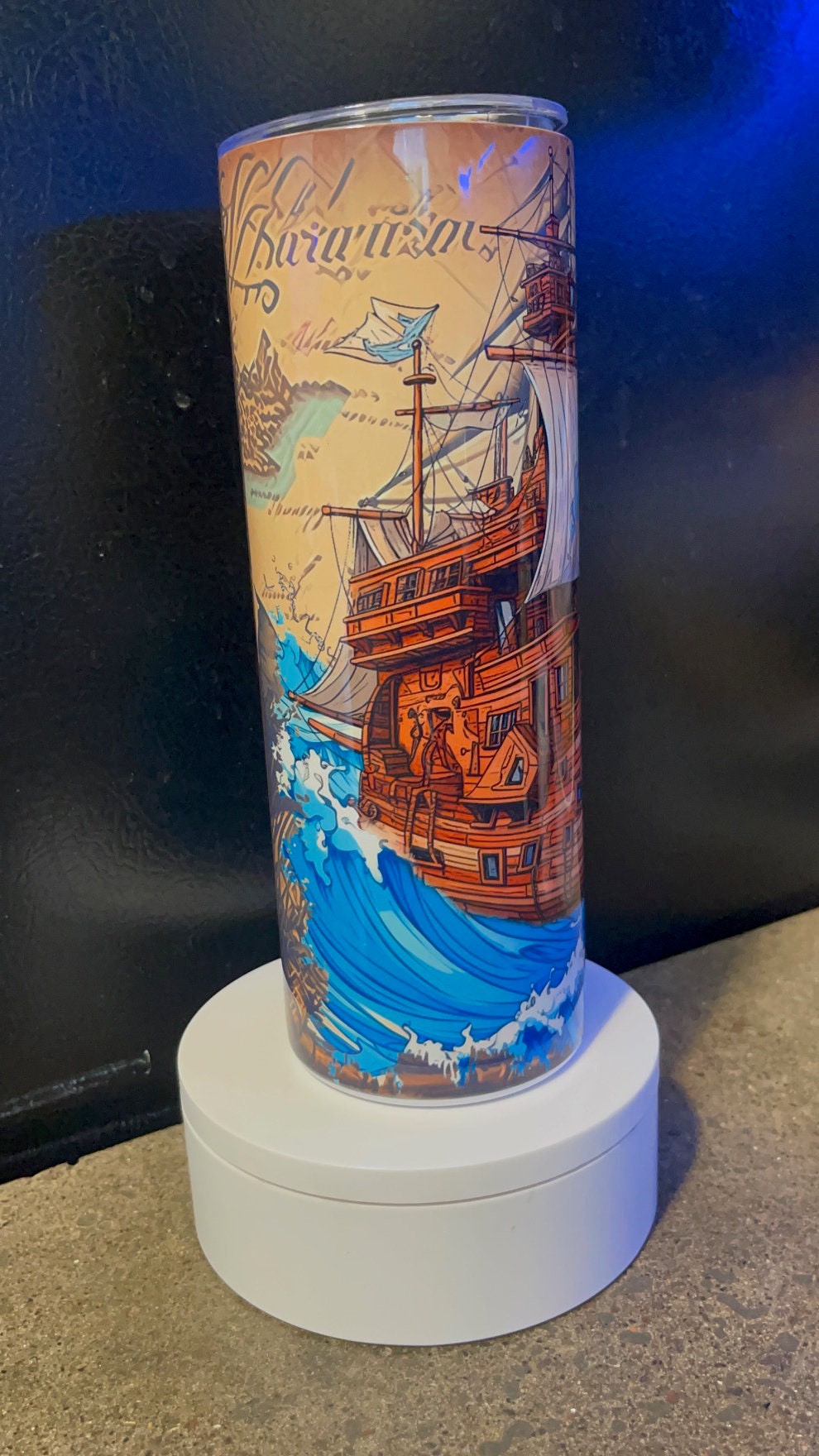 Bigfoot pirate ship old map and compass tumbler - 20 oz.