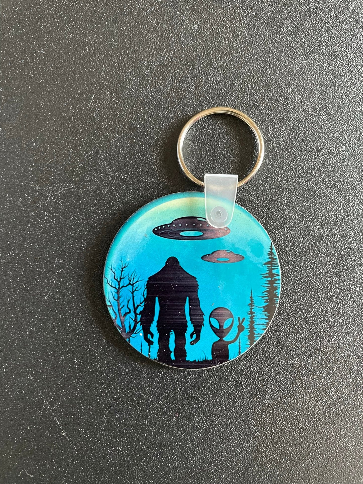 Bigfoot keychains - Alien, Believe, orange swamp, dog tag - choose your design