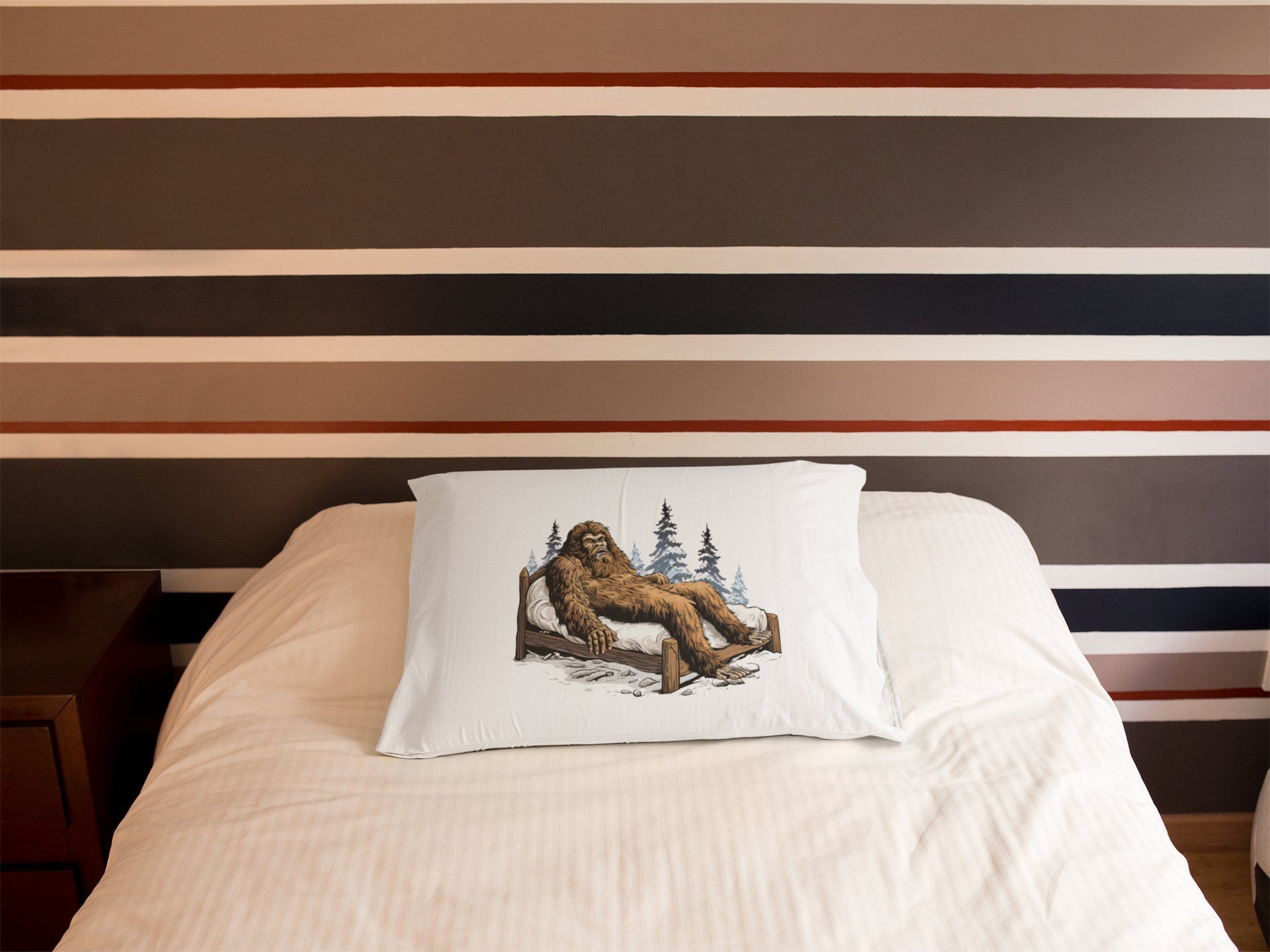 Funny sleeping Sasquatch pillow case - choose his, hers or pair of both