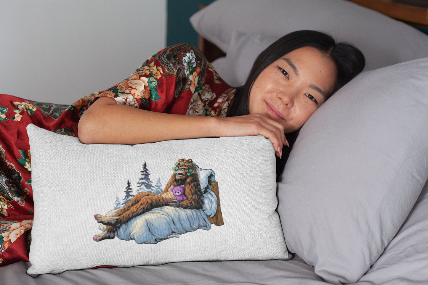 Funny sleeping Sasquatch pillow case - choose his, hers or pair of both