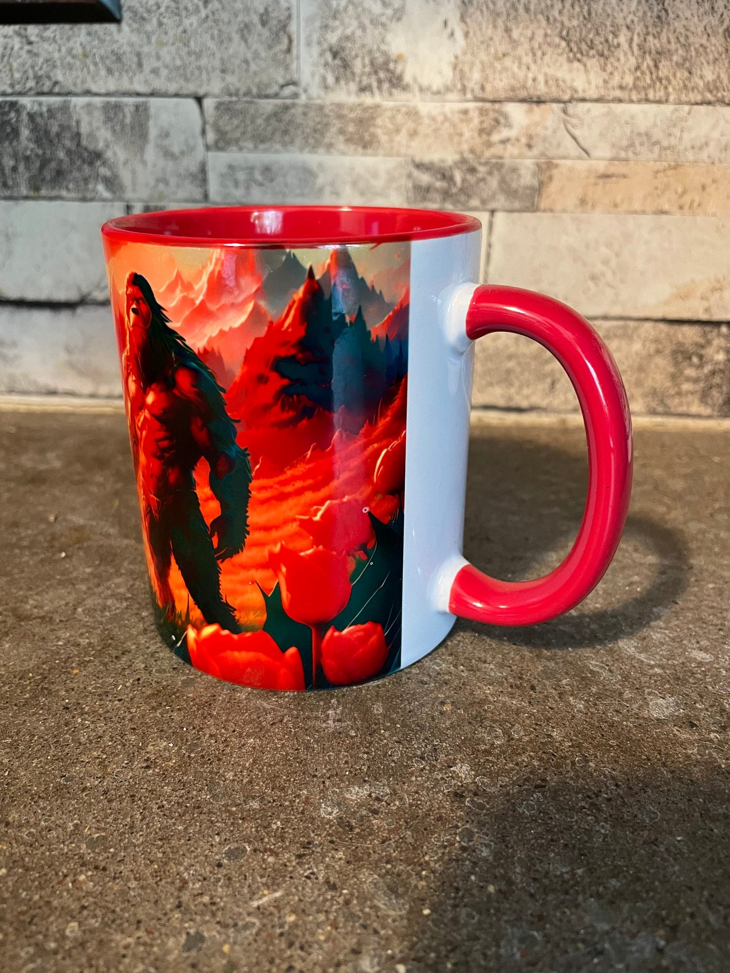 Bigfoot 'Washington Tulips and mountains' exclusive coffee mug