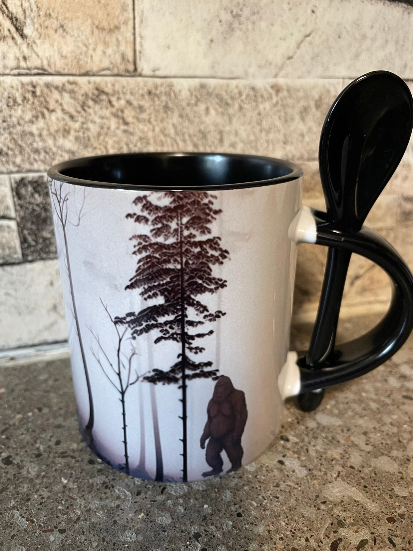 Bigfoot Misty Forest mug with spoon