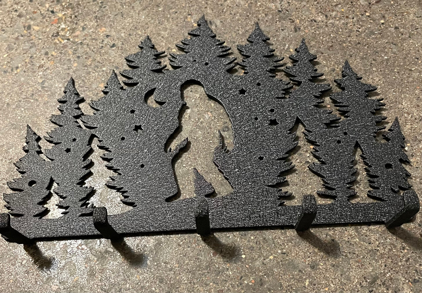 Bigfoot and trees keychain rack