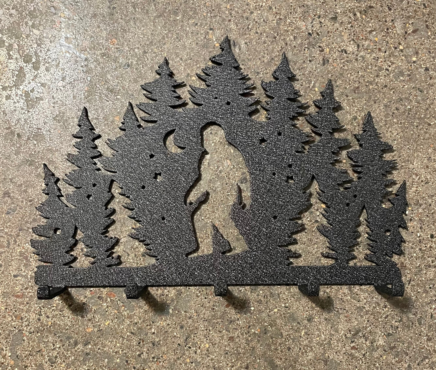 Bigfoot and trees keychain rack