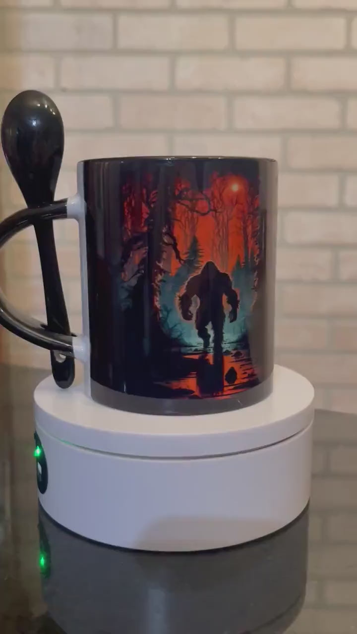 Bigfoot Sunset Swamp mug with spoon