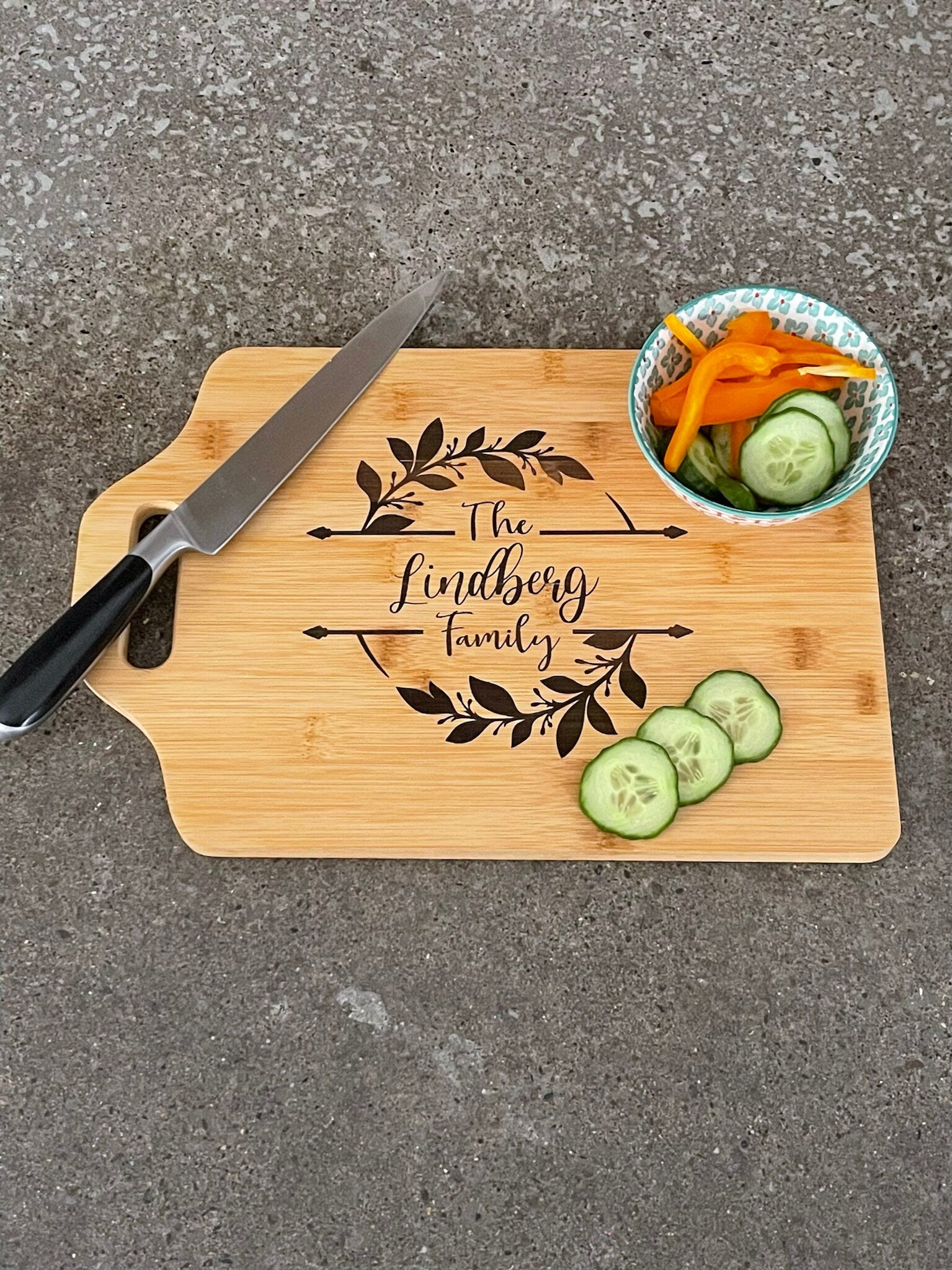 Custom ecofriendly bamboo cutting board