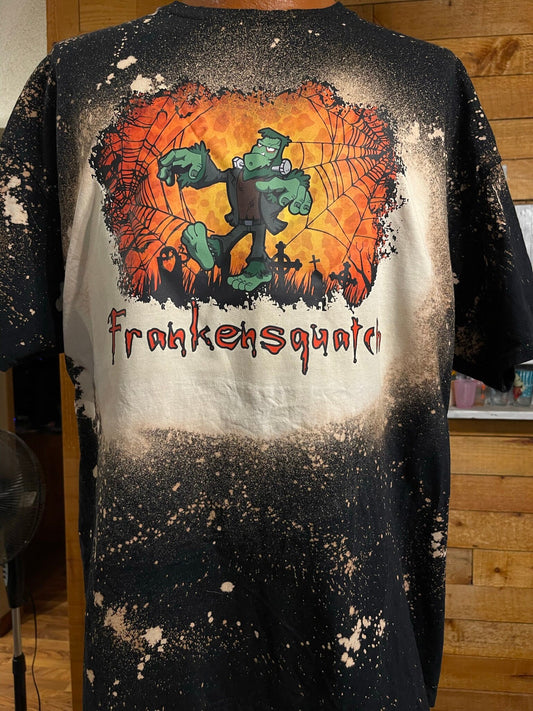 Frankensquatch Halloween Tshirt with bleached out style