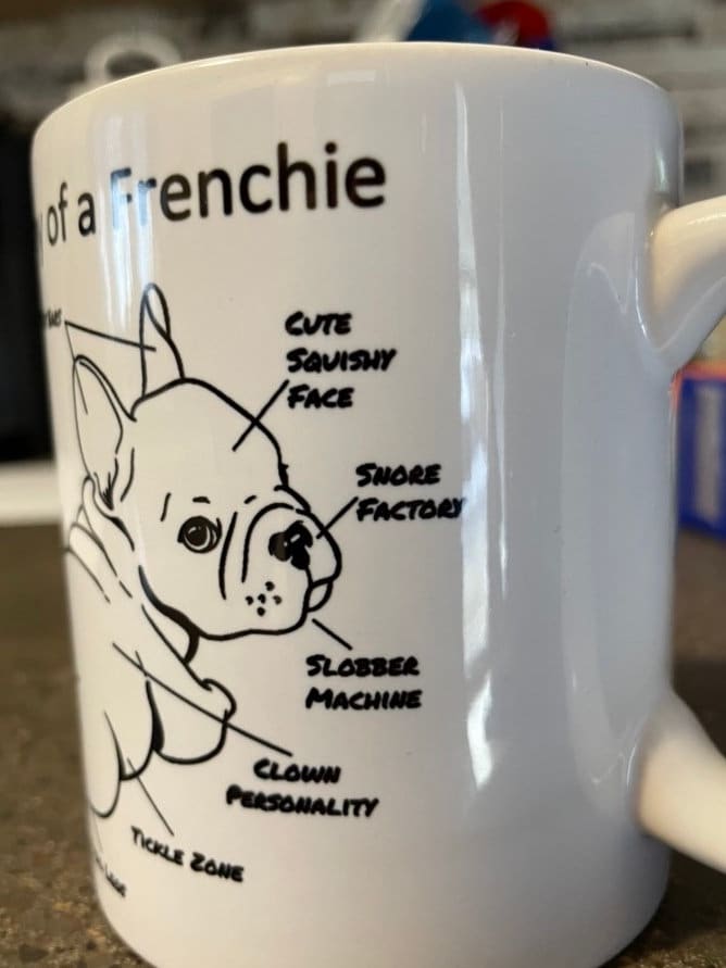 Anatomy of a Frenchie coffee mug