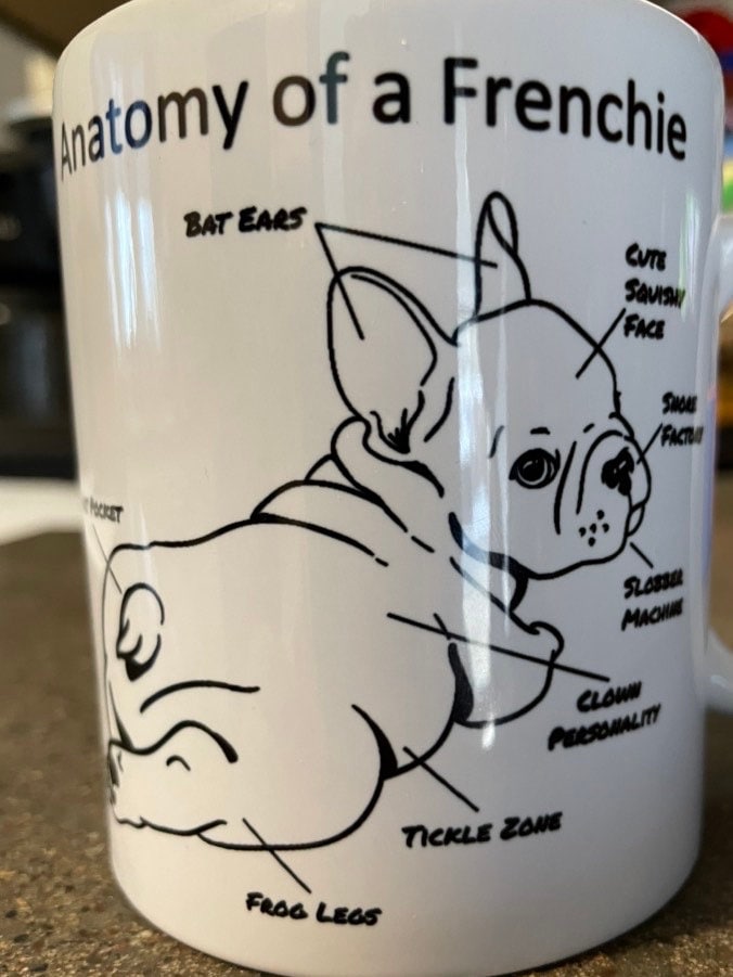 Anatomy of a Frenchie coffee mug
