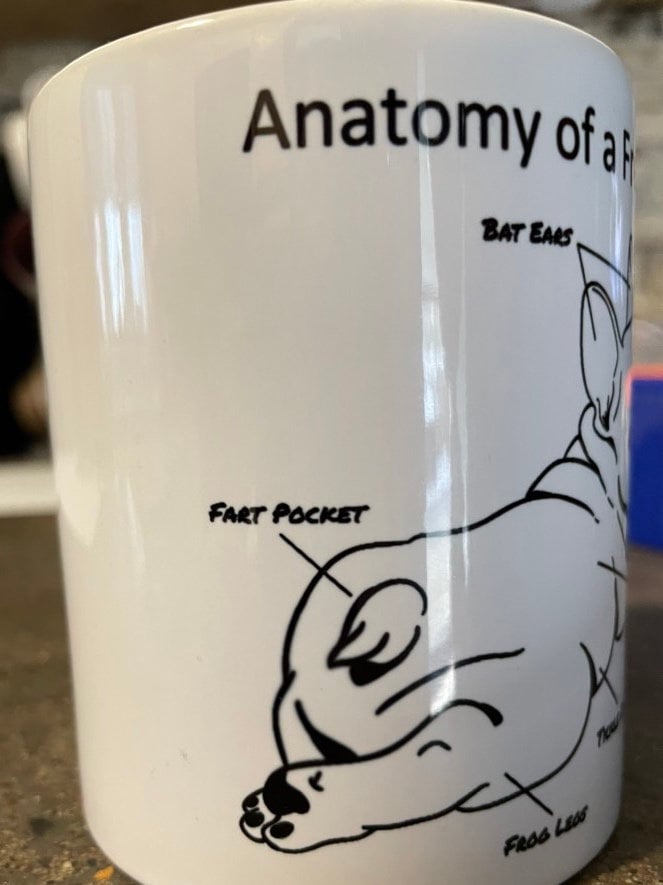 Anatomy of a Frenchie coffee mug