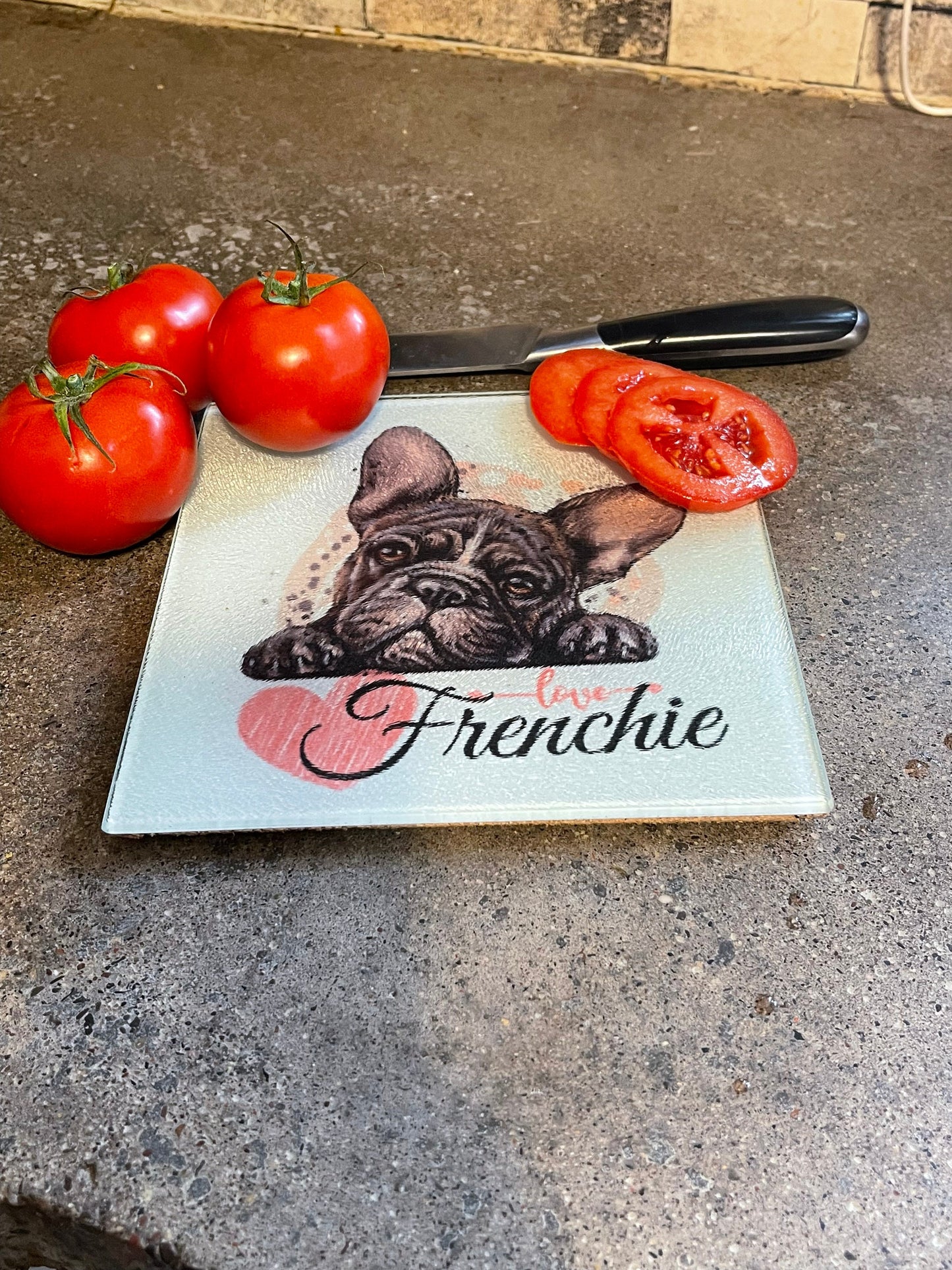 Designer glass cutting board Square - French Bulldog | Frenchie | choose your design