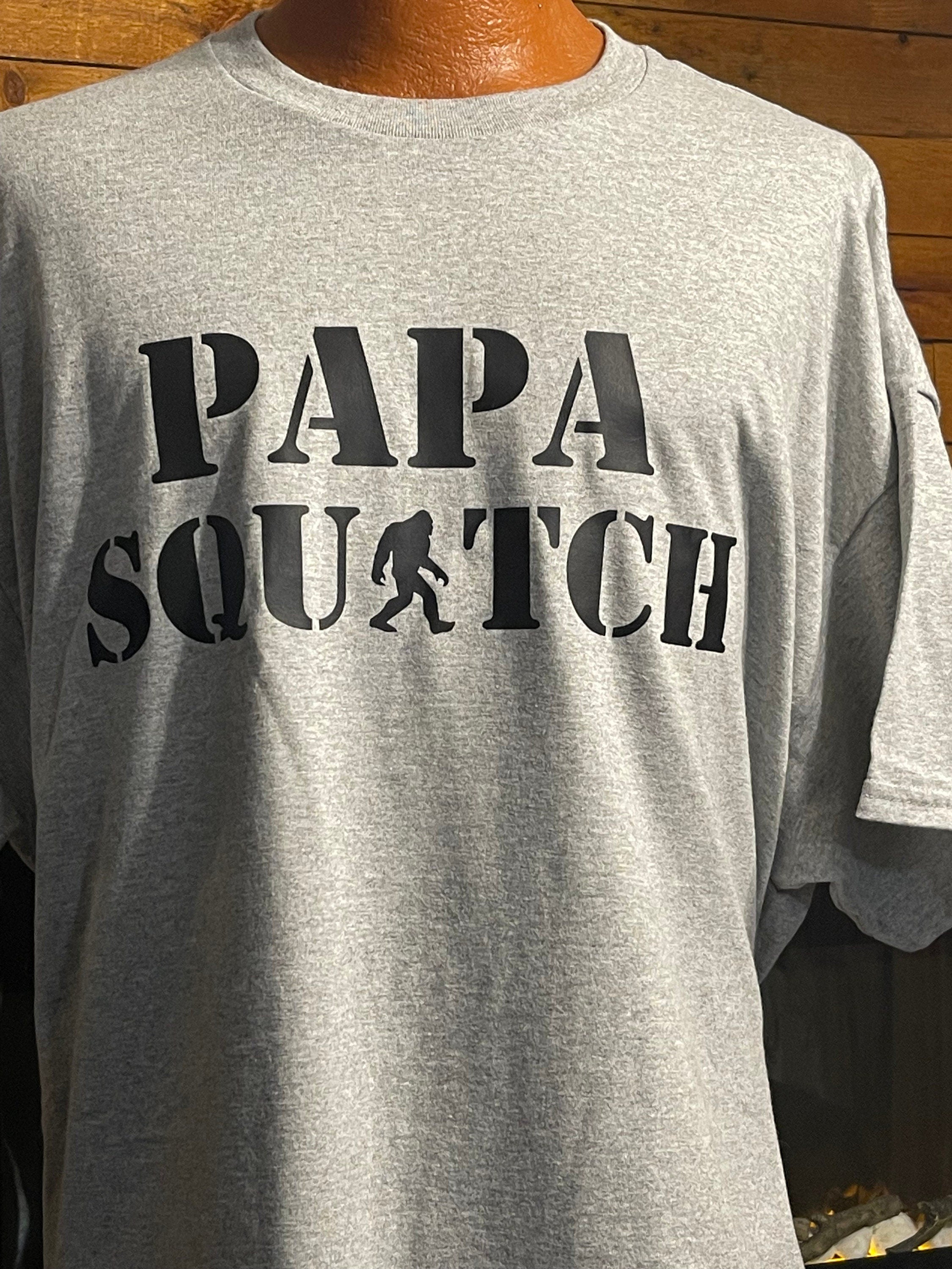 Bigfoot Family t shirt Papa Squatch Mama Squatch Li l Squatch grey