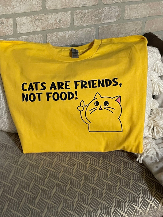 Cats are friends, not food t-shirt (yellow)