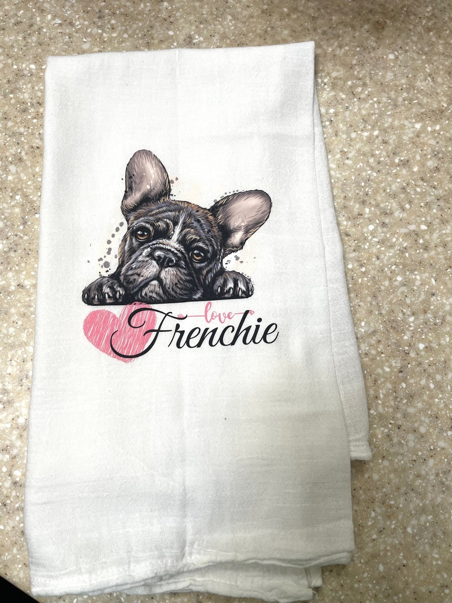 Custom designer kitchen dish towels | Bigfoot | Frenchie | Cow | tea towel