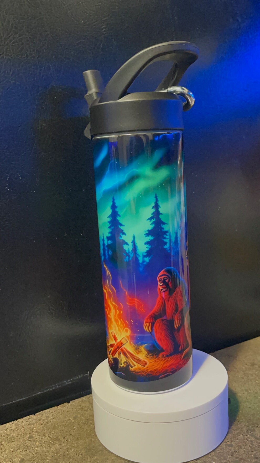 Squatchin' Country heavy duty Bigfoot hiking water bottle with clip - choose your design