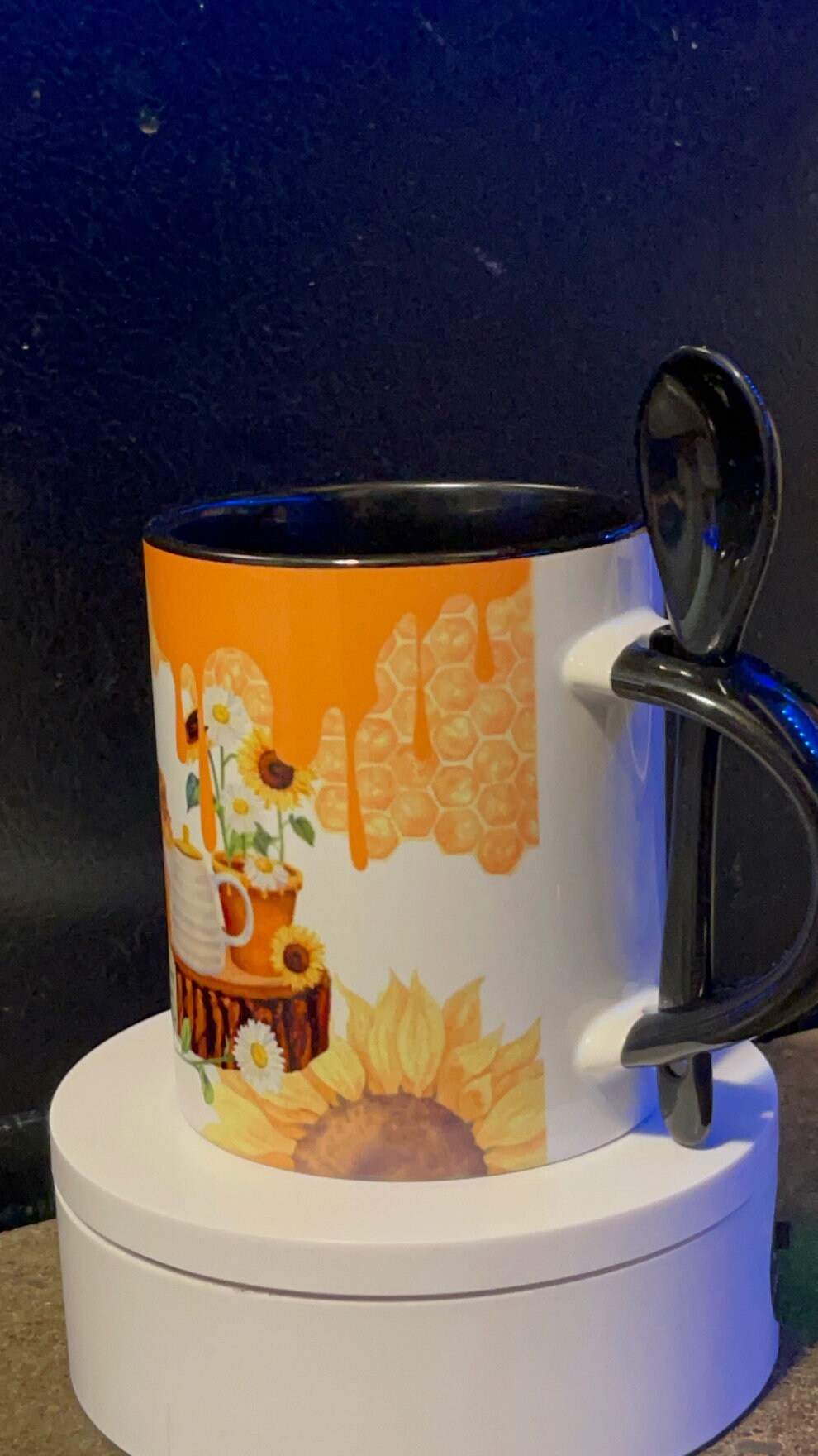 Sunflower, Tea & Honey coffee mug with spoon