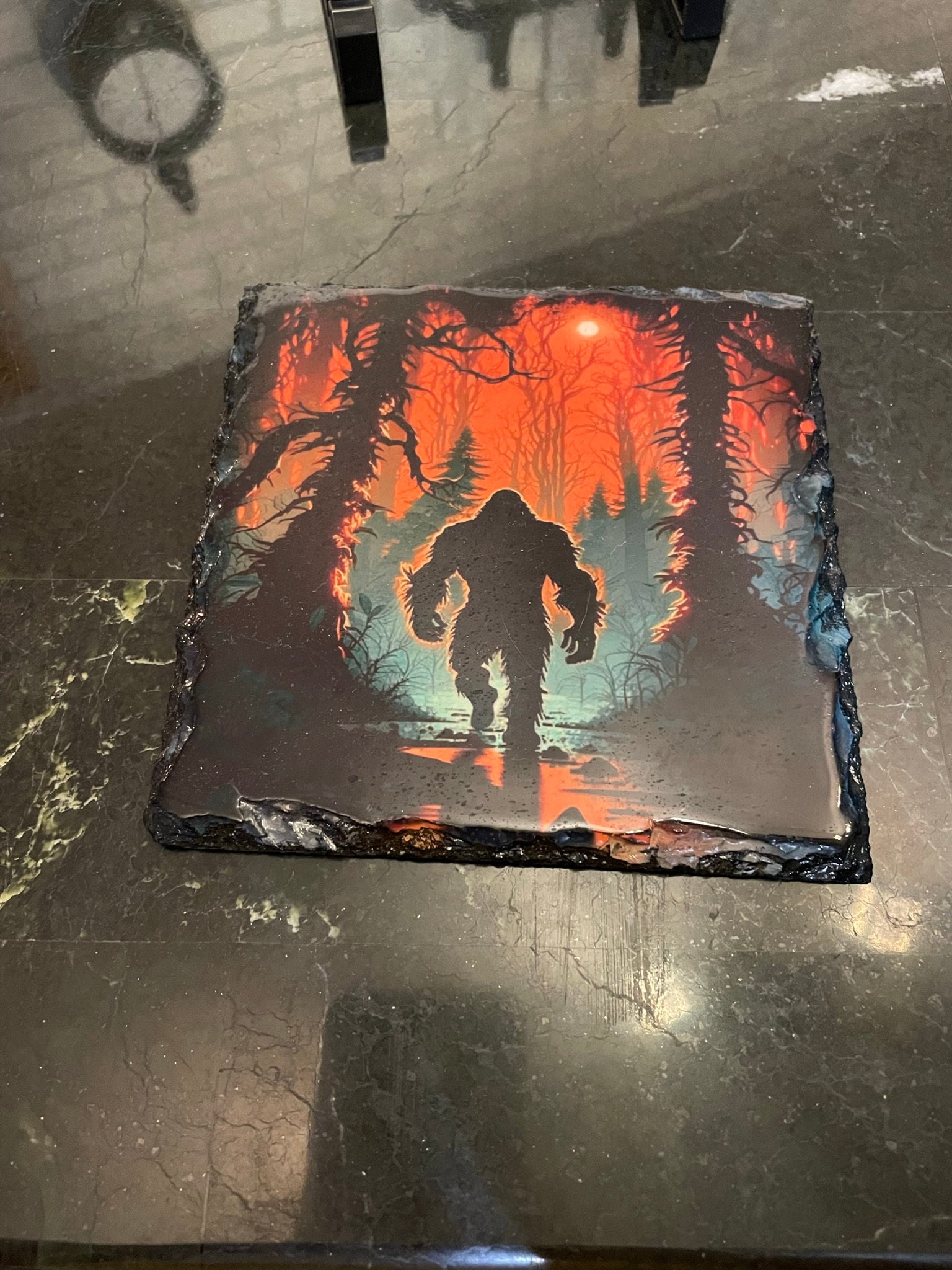 Bigfoot slate photo - choose your picture - sunset swamp or alien friend