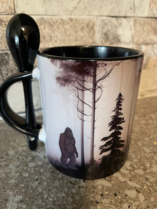 Bigfoot Misty Forest mug with spoon
