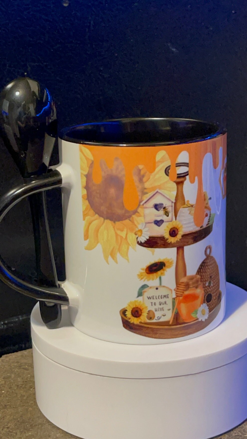 Sunflower, Tea & Honey coffee mug with spoon