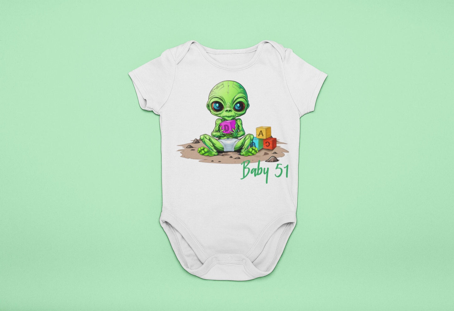 One piece baby body suit with snap crotch - Baby 51 alien design