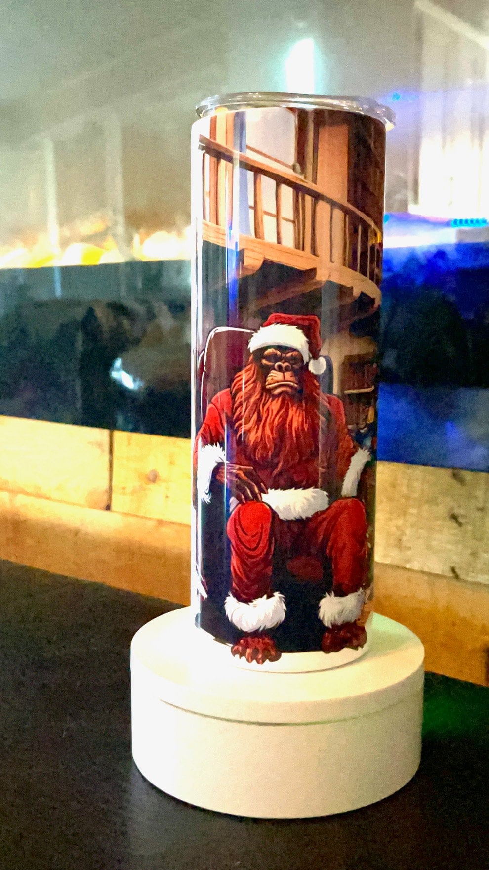 Santa & Mrs Squatch winter scene 20oz tumbler